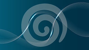 Abstract silver wave lines elements with glowing light on blue background