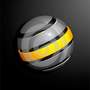 Abstract silver yellow sphere