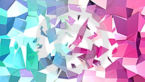 Abstract simple blue pink low poly 3D split surface as crystal mesh. Soft geometric low poly motion background of