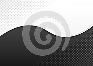 Abstract Vector White and Black Background with Grey Halftone Dots Pattern