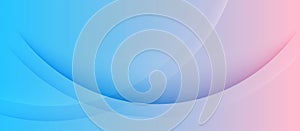 Abstract Simple Curves in Pastel Blue and Pink Gradient Background Banner