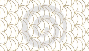 Abstract simple geometric vector seamless pattern with gold line texture on white background. Light modern simple