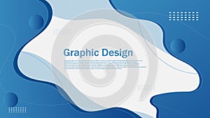 Abstract simple gradient curve, smooth  minimal blue wave with white background
