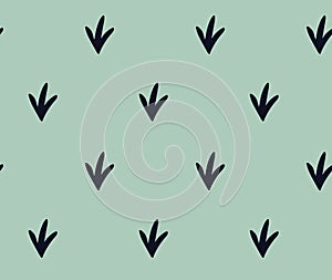 Abstract simple shapes on green seamless pattern