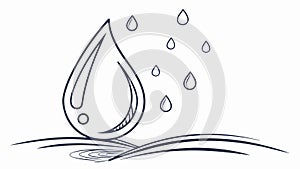 Abstract Single Water Drop with Ripple Effect Icon, vector design Generative AI