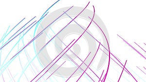 Abstract sketch of bending narrow lines in beautiful spiral. Motion. White sheet and colorful stripes.