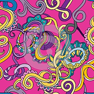Abstract sketch decorative doodles hand drawn ethnic pattern. photo