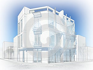 Abstract sketch design of exterior building