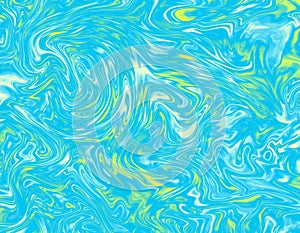 Abstract Sky blue and yello Liquid Marble Swirl texture Background