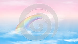 Abstract sky with color clouds. Sun and clouds background with a soft pastel color. Fantasy magical landscape background