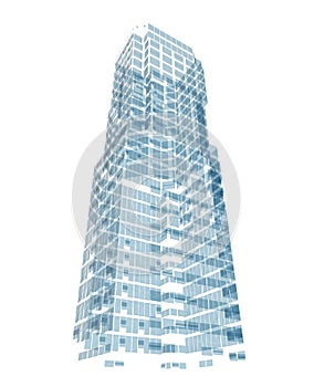 Abstract skyscraper consisting of blue planes