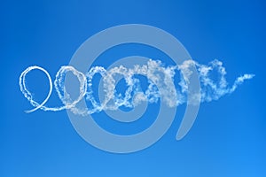 Abstract skywriting design with spiraling circles