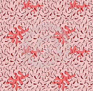 Abstract small fishes in pink ocean with corals seamless pattern