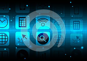 Abstract smartphone application with technology background concept design
