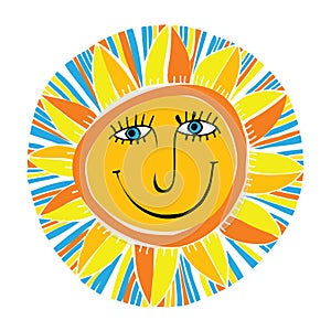 Abstract smiling sun