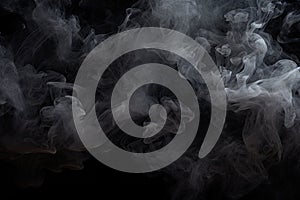 Abstract smoke moves on a black background. Design element for graphics, dense smoke on black background, AI Generated