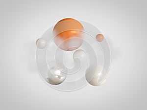 Abstract smoke sphere orange chrome 3d render