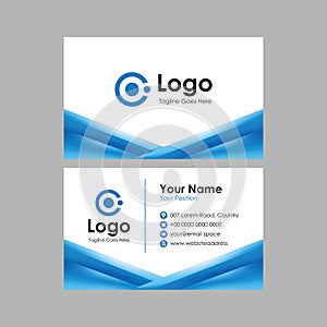 Abstract smooth blue dynamic business card template vector