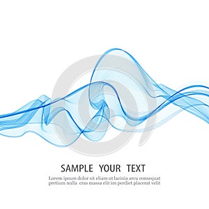 Abstract smooth color wave vector. Curve flow blue motion illustration. Smoke blue wave design. Vector lines.