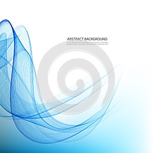 Abstract smooth color wave vector. Curve flow blue motion illustration. Smoke design.