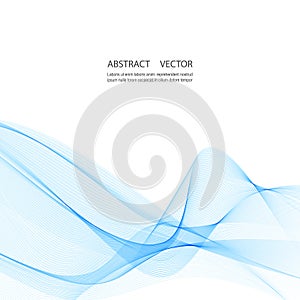 Abstract smooth color wave vector. Curve flow blue motion illustration. Smoke design.