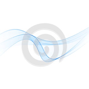 Abstract smooth color wave vector. Curve flow blue motion illustration. Smoke design.