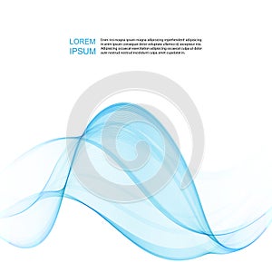 Abstract smooth color wave vector. Curve flow blue motion illustration. Smoke design.