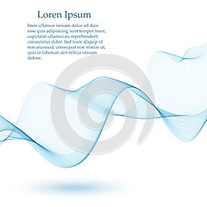 Abstract smooth color wave vector. Curve flow blue motion illustration. Smoke design.