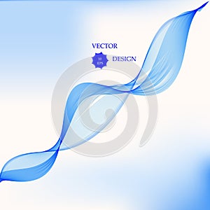 Abstract smooth color wave vector. Curve flow blue motion illustration. Smoke design.