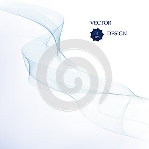 Abstract smooth color wave vector. Curve flow blue motion illustration. Smoke design.