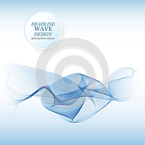 Abstract smooth color wave vector. Curve flow blue motion illustration. Smoke design.