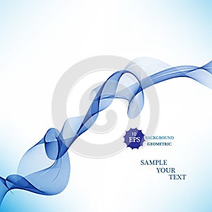 Abstract smooth color wave vector. Curve flow blue motion illustration. Smoke design.