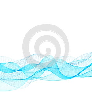 Abstract smooth color wave vector. Curve flow blue motion illustration. Smoke design. Vector lines.