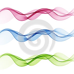 Abstract smooth color wave vector. Set of Curve colorful lines