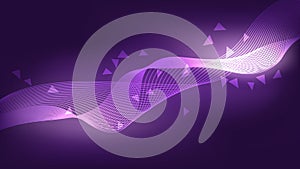 Abstract smooth curve line on purple gradient lighting color background