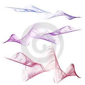 Abstract smooth curved line Design element Technological background with bright wavy colored line of digital equalizer