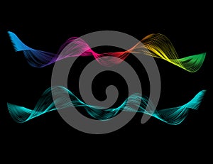 Abstract smooth curved line Design element Technological background with bright wavy colored line Stylization of digital equalizer