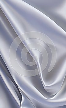 Abstract smooth elegant white fabric silk texture soft background, flowing satin waves. Gray, silver fabric silk texture close up.