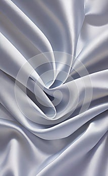 Abstract smooth elegant white fabric silk texture soft background, flowing satin waves. Gray, silver fabric silk texture close up.