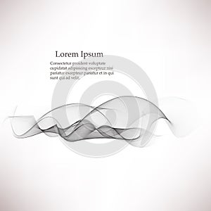 Abstract smooth gray wave vector. Curve flow grey motion illustration