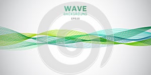 Abstract smooth green waves lines design on white background