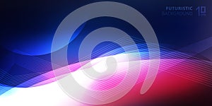 Abstract smooth neon glowing light lines wave futuristic background technology style
