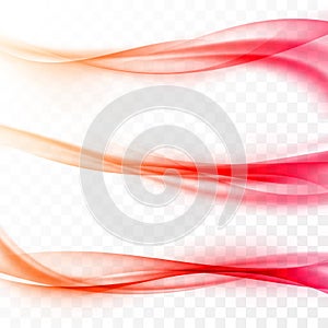 Abstract smooth red swoosh web wave set
