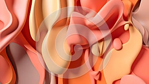 Abstract smooth shaped formless opaque pastel orange liquid flow background, neural network generated image