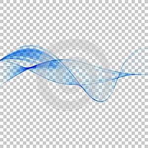 Abstract smooth wave color vector.Flow curve of the blue wave.Vector lines. photo