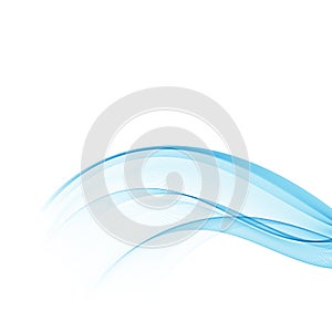Abstract smooth wave color vector.Flow curve of the blue wave.Vector lines. photo