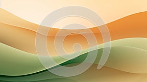 Abstract smooth wavy background in green and beige. Concept of modern graphic design, minimalism, fluid shapes, dynamic