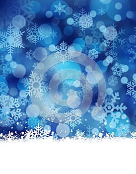 Blue abstract snow falling winter christmas holiday background