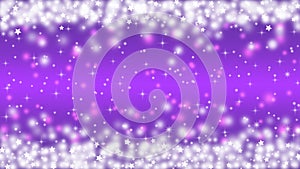 Abstract Snow, Sparkles and Stars Frame in Purple Background