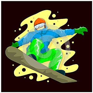 Abstract snowboarder from a splash of watercolor, hand drawn sketch